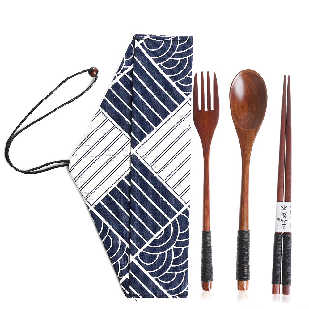 Bamboo Cutlery - Japanese Style Cutlery Set Portable Wooden