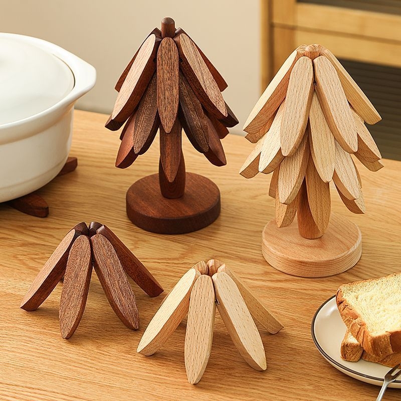 Bamboo Cutlery - Creative Bamboo Tree Trivet, Foldable Wooden