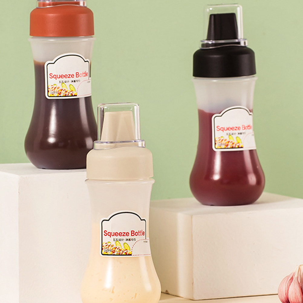 Reusable Bottle - 3Pcs Squeeze Bottles Transparent 5-Hole Kitchen