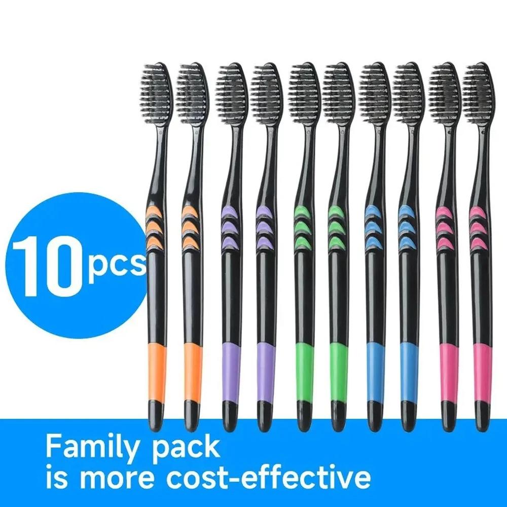 10Pcs Family Pack Bamboo Charc - Bamboo Toothbrush ulasan dan harga