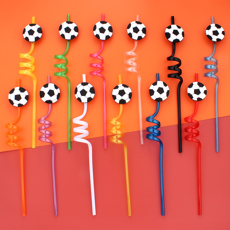 12pcs Football Themed Straws,  - Reusable Straw ulasan dan harga