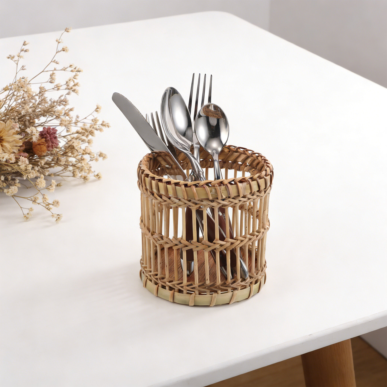 Bamboo Utensil Holder Kitchen  - Bamboo Cutlery ulasan dan harga