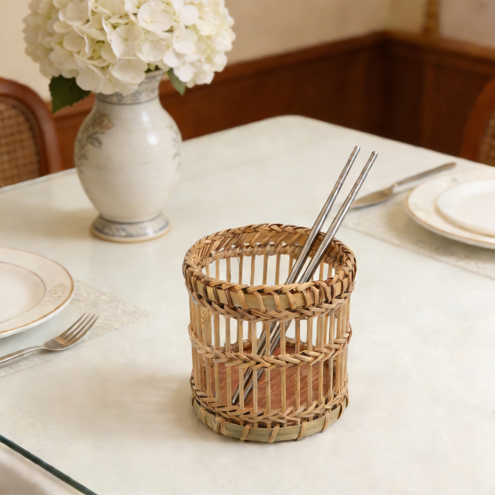 Bamboo Utensil Holder Kitchen  - Bamboo Cutlery ulasan dan harga