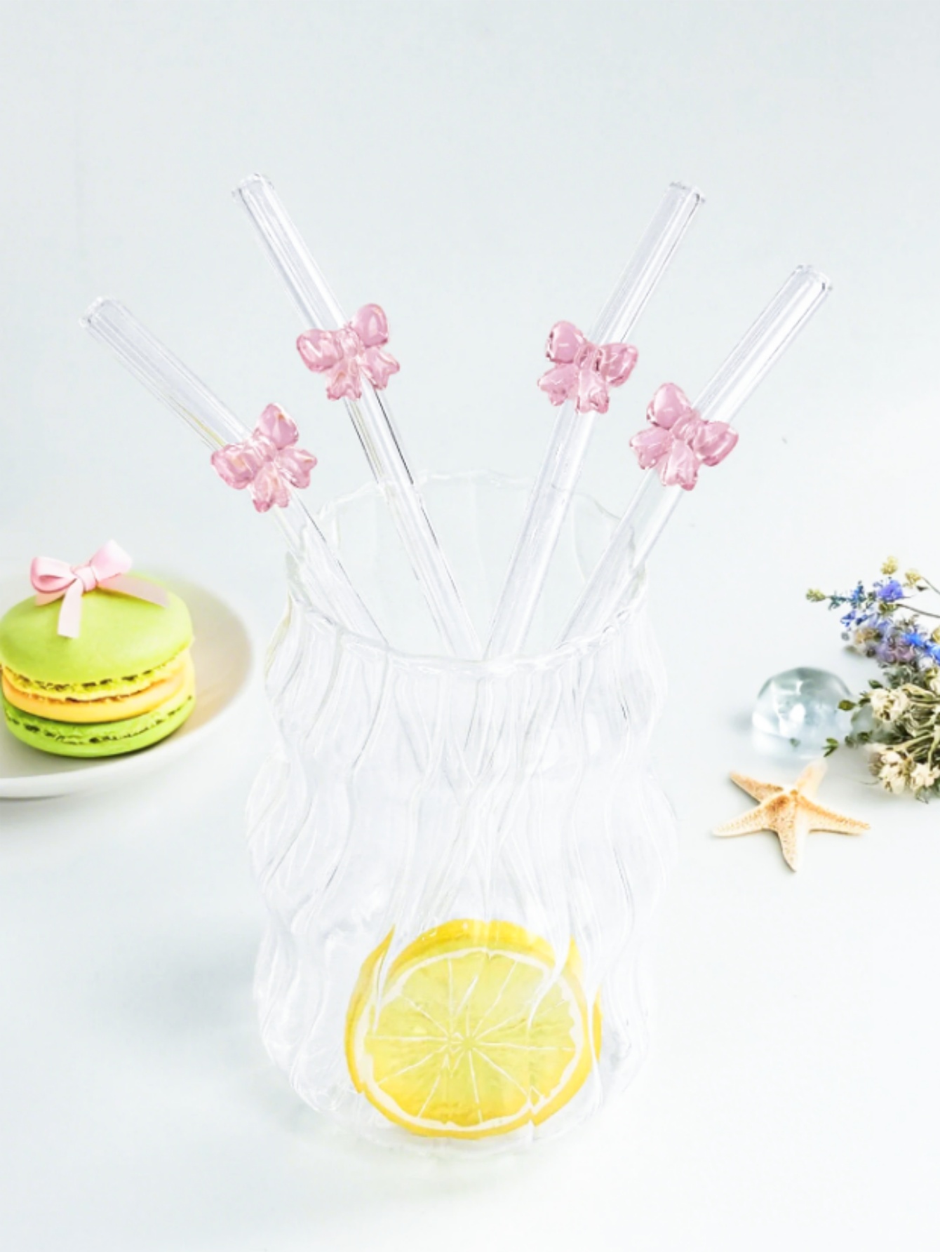 1/6PCS Cute Cartoon Pink Bowkn - Reusable Straw ulasan dan harga