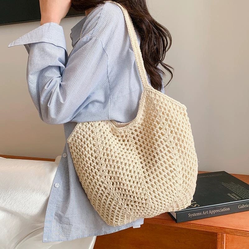 Beach Bags for Women - Women B - Reusable Straw ulasan dan harga
