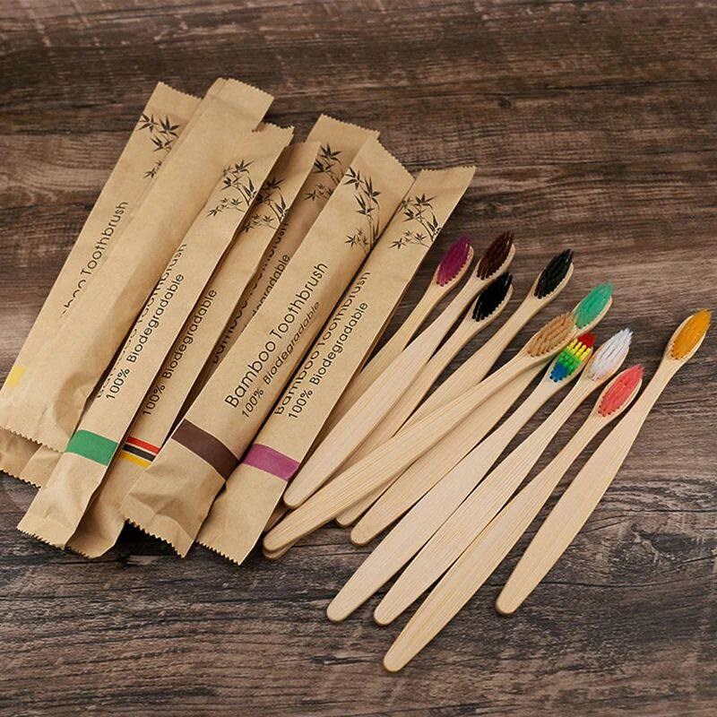 Random Color 5/10pcs Bamboo To - Bamboo Toothbrush ulasan dan harga