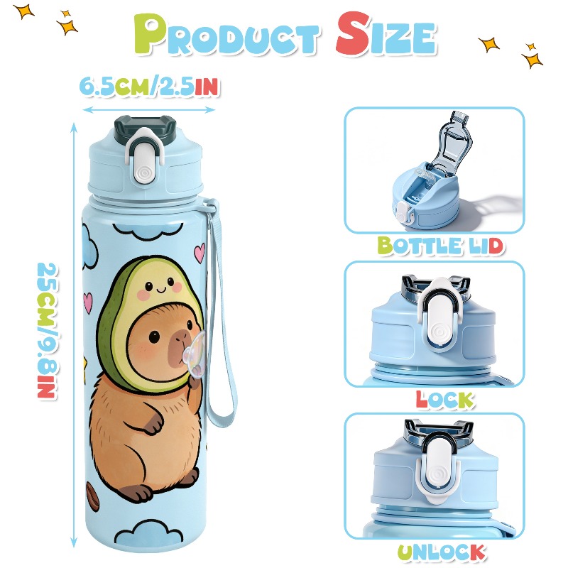 750ml Custom Name Cute Capybar - Reusable Straw ulasan dan harga