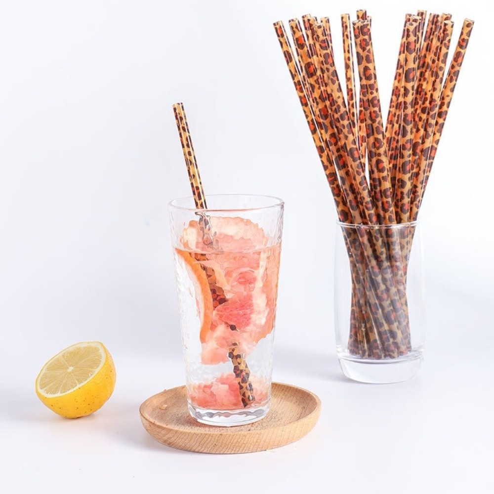 Trendy Leopard Print Drinking  - Reusable Straw ulasan dan harga