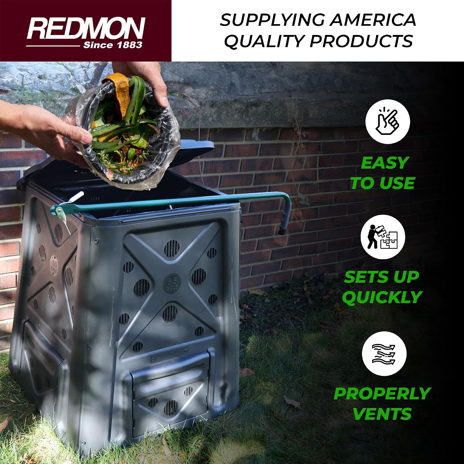 Redmon Outdoor Compost Bin wit - Compost Bin ulasan dan harga