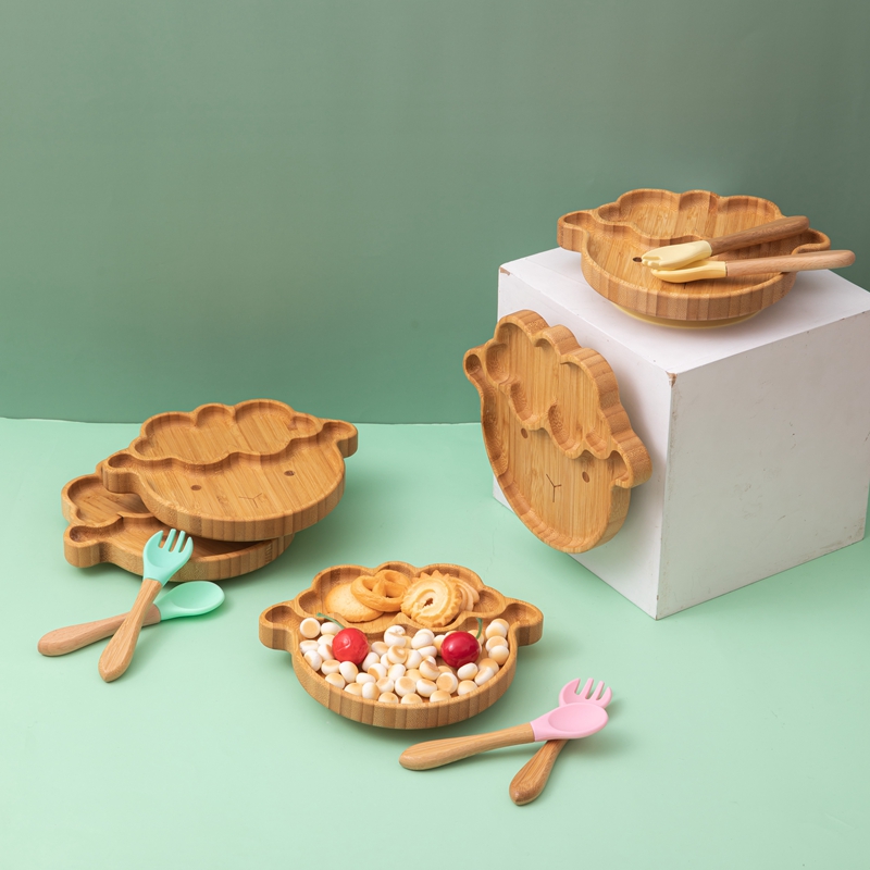 4pcs Children's Tableware Suct - Bamboo Cutlery ulasan dan harga