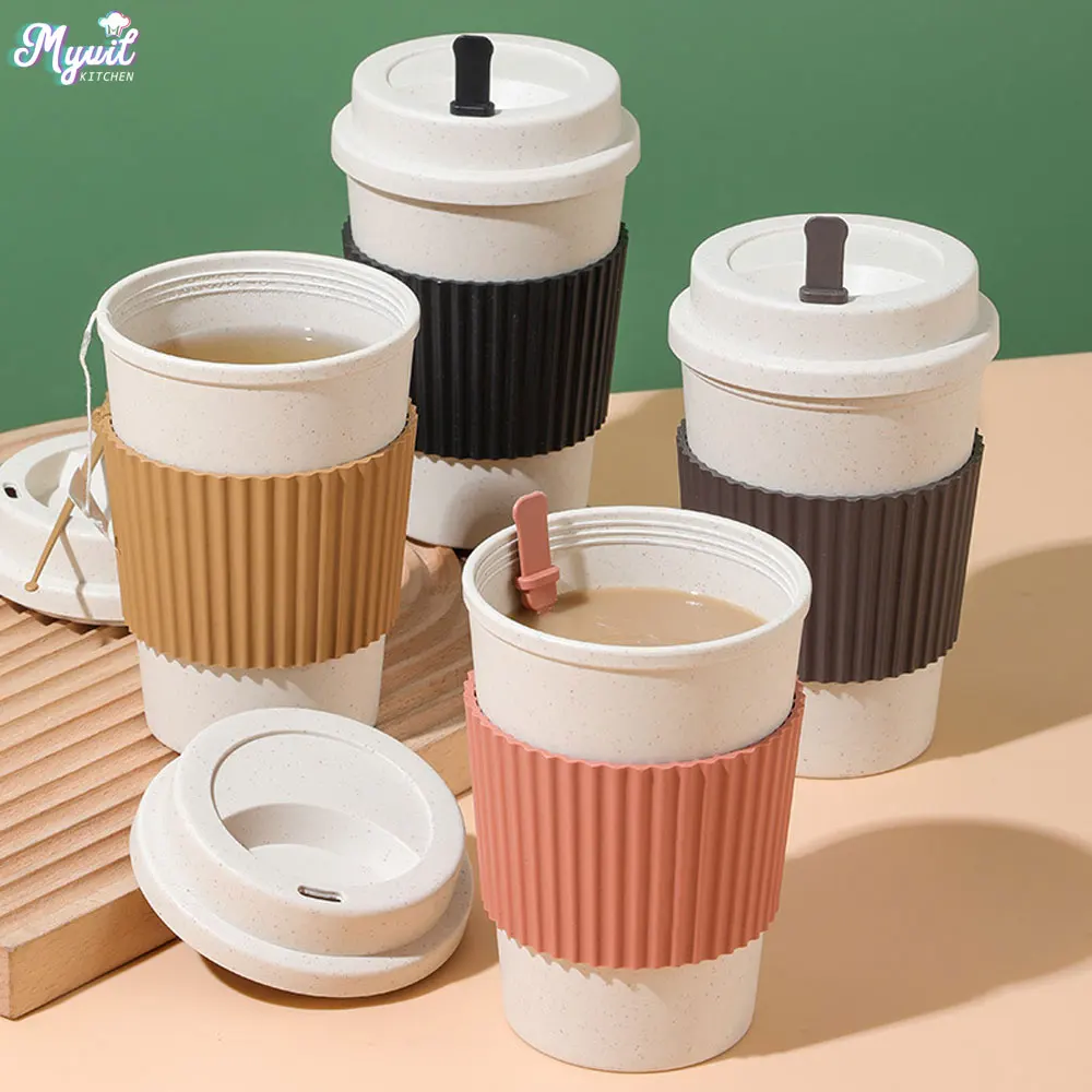 450ML Coffee Cups With Lids Wh - Reusable Straw ulasan dan harga