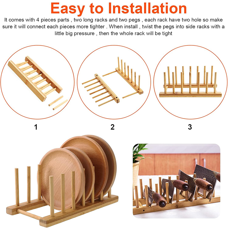 1pcs/2pcs Bamboo Dish Rack, Pl - Bamboo Cutlery ulasan dan harga